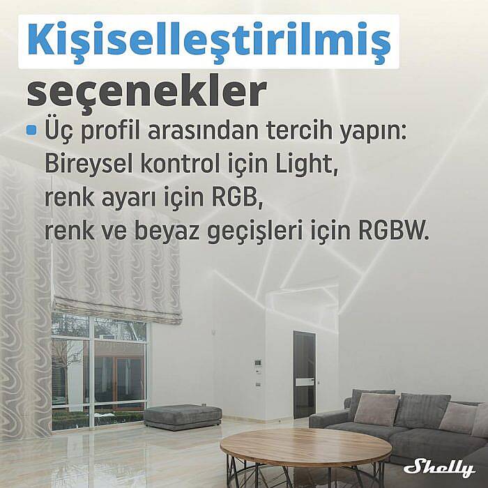 Shelly Plus RGBW PM Akıllı LED Renk ve Parlaklık Kontrol Rölesi - 4