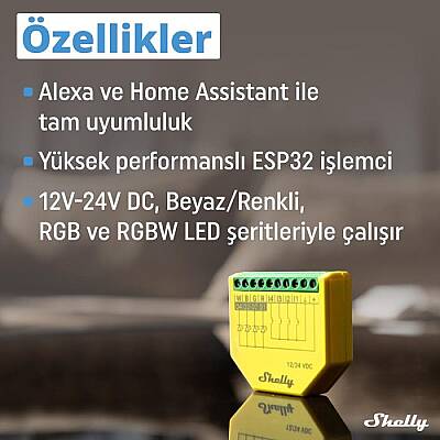 Shelly Plus RGBW PM Akıllı LED Renk ve Parlaklık Kontrol Rölesi - 6