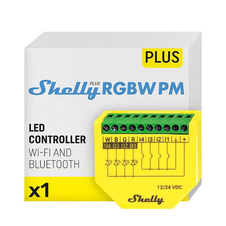Shelly Plus RGBW PM Akıllı LED Renk ve Parlaklık Kontrol Rölesi - 1