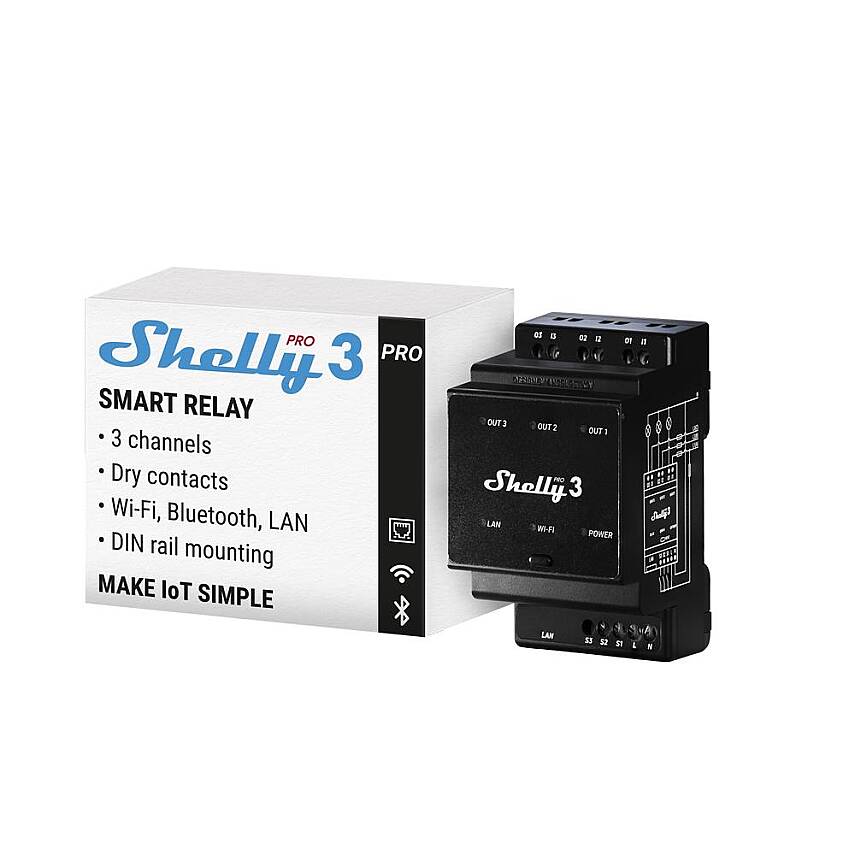 Shelly Pro 3 DIN Ray 3 Kanal Akıllı Röle - 1