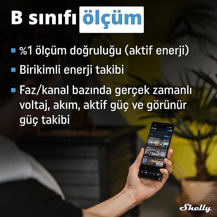 Shelly Pro 3EM 3CT 63 DIN Ray Akıllı 3 Faz Enerji Ölçer - 4
