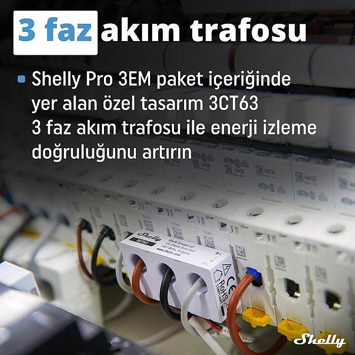 Shelly Pro 3EM 3CT 63 DIN Ray Akıllı 3 Faz Enerji Ölçer - 5