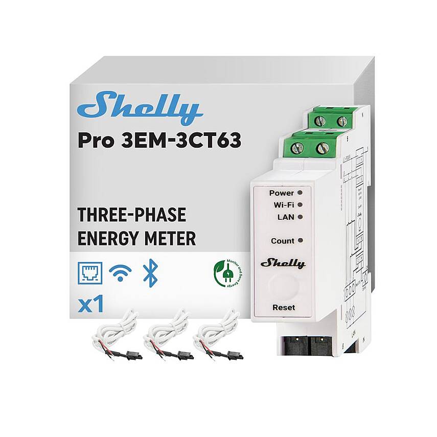 Shelly Pro 3EM 3CT 63 DIN Ray Akıllı 3 Faz Enerji Ölçer - 1