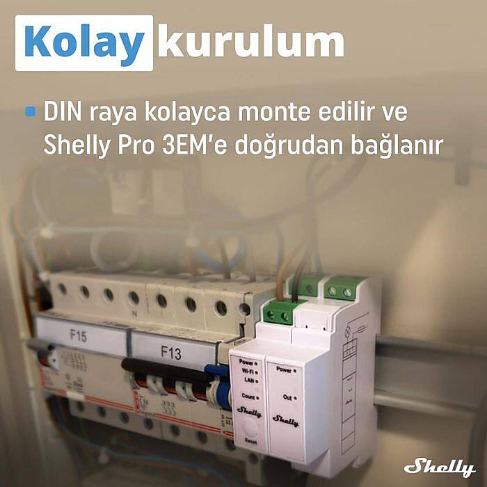 Shelly Pro 3EM Switch Add-on DIN Ray Kontaktör Kontrol Eklentisi - 6