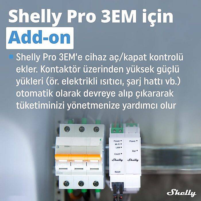 Shelly Pro 3EM Switch Add-on DIN Ray Kontaktör Kontrol Eklentisi - 7