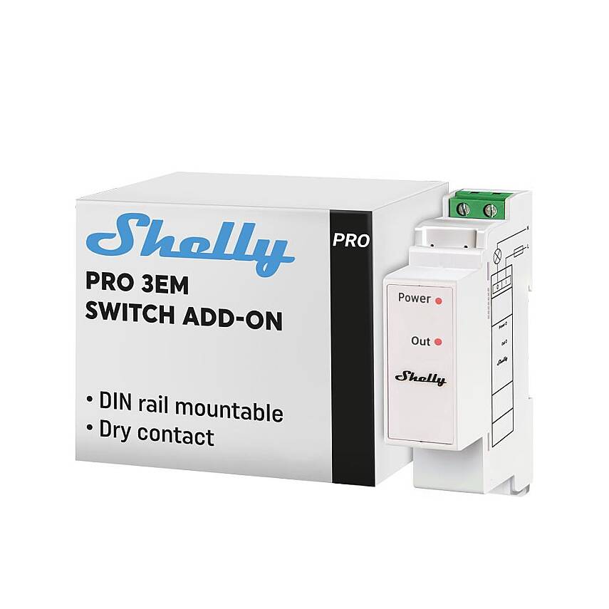 Shelly Pro 3EM Switch Add-on DIN Ray Kontaktör Kontrol Eklentisi - 1