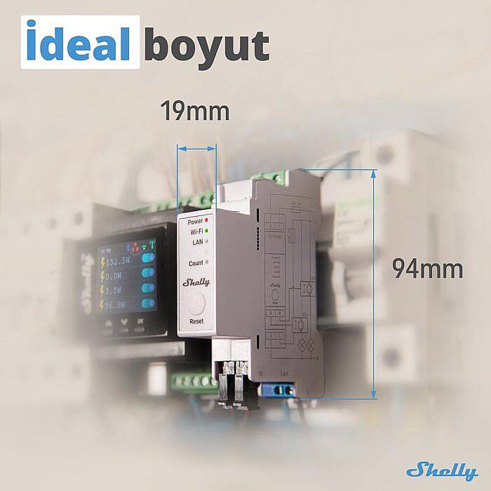 Shelly Pro EM-50 1 Faz Enerji Ölçer - 2