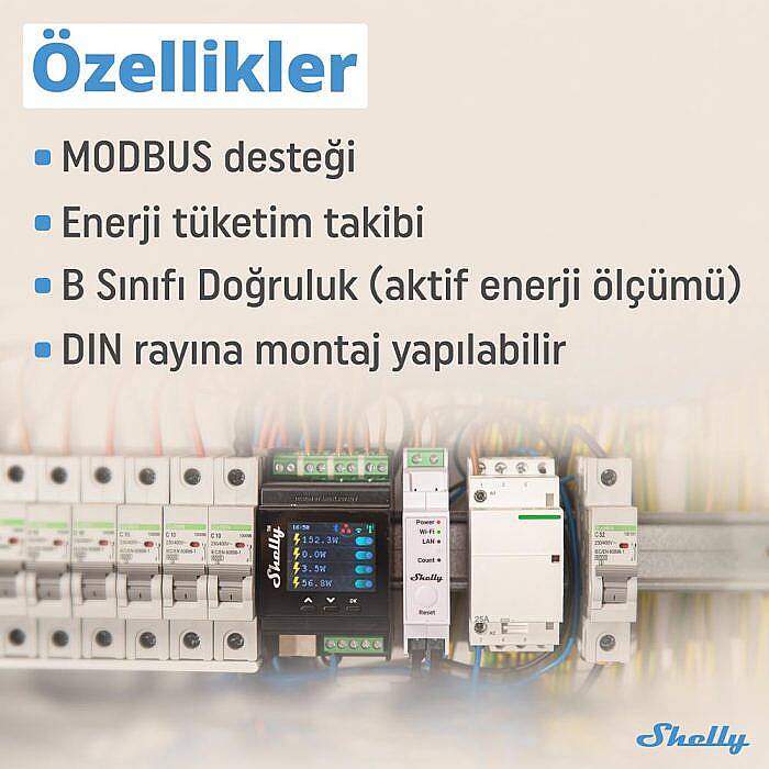 Shelly Pro EM-50 1 Faz Enerji Ölçer - 3