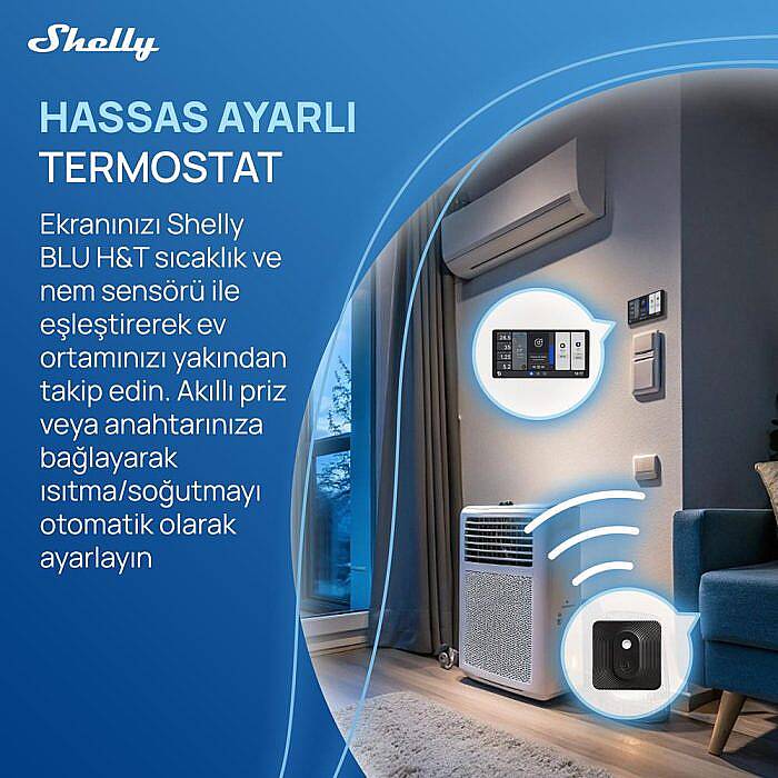 Shelly Wall Display X2 (Siyah) + BLU H&T (Siyah) Merkezi Kontrol Panel Seti - 5