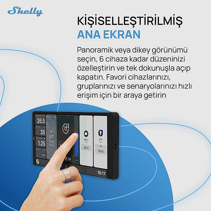 Shelly Wall Display X2 (Siyah) + BLU H&T (Siyah) Merkezi Kontrol Panel Seti - 7