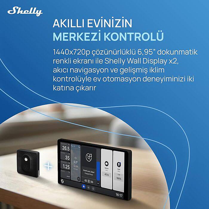 Shelly Wall Display X2 (Siyah) + BLU H&T (Siyah) Merkezi Kontrol Panel Seti - 8