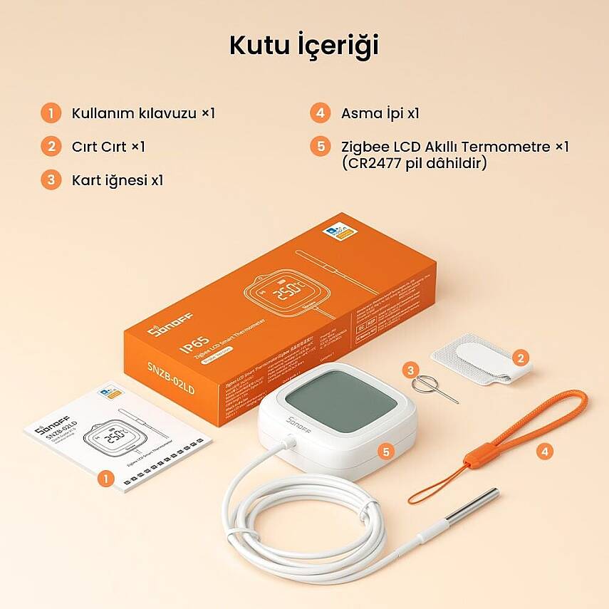 SNZB-02LD ZigBee IP65 LCD Ekranlı Problu Akıllı Sıcaklık Sensörü - 4