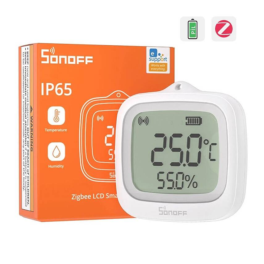 SNZB-02WD ZigBee IP65 LCD Ekranlı Akıllı Sıcaklık ve Nem Sensörü - 1