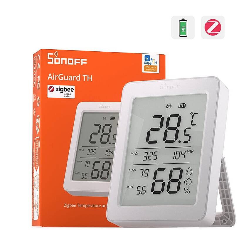AirGuard LCD Ekranlı Zigbee Akıllı Sıcaklık ve Nem Sensörü | SNZB-02DR2 - 1