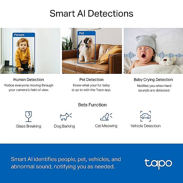 Yatay ve Dikey Yapay Zeka Destekli Ev Güvenliği Wi-Fi Kamerası | Tapo C220 - 3
